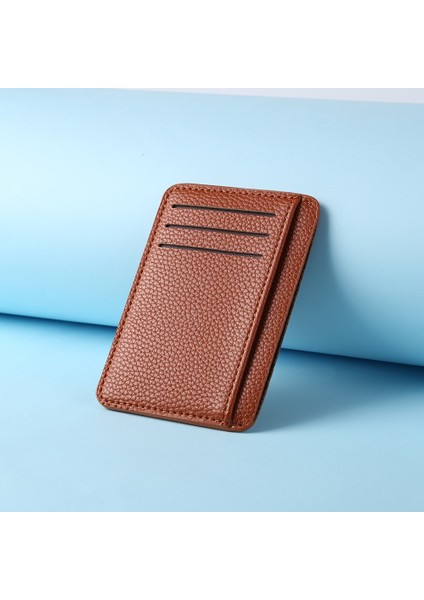 Rahat Bayanlar Kart Durumda Retro Erkekler Litchee Desen Düz Renk Mini Bozuk Para Cüzdanı Mini Pu Çanta Çanta Küçük Cüzdan Para Cebi (Yurt Dışından)
