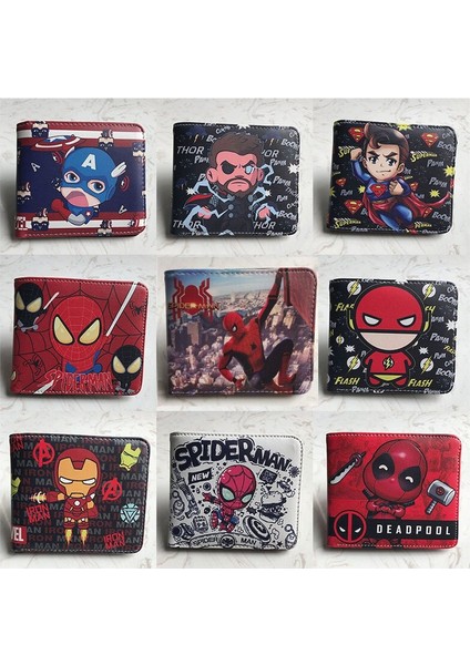 Marvel Örümcek Adam Karikatür Küçük Cüzdan Çanta Pu Deri Erkek Bozuk Para Cüzdanı Anime Katlanır Cüzdan Kadın Taşınabilir Kart Tutucu Cüzdan (Yurt Dışından)