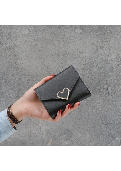 Kadın Çanta Küçük Şeker Renk Kısa Deri Kalp Cüzdan Lüks Marka Ünlü Mini Kadın Moda Cüzdan Kredi Kartı Tutucu (Yurt Dışından) modelleri