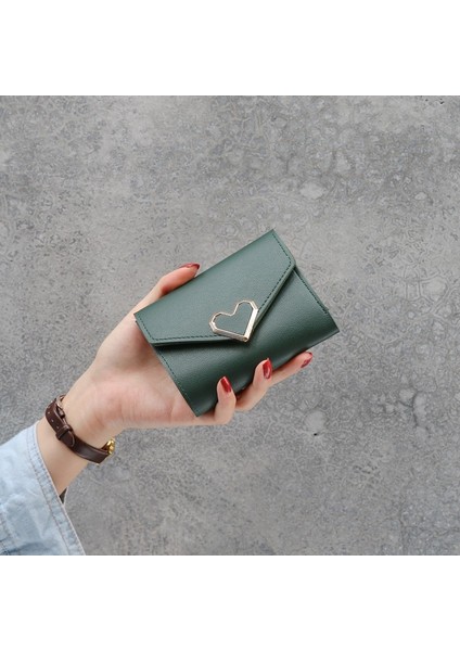 Kadın Çanta Küçük Şeker Renk Kısa Deri Kalp Cüzdan Lüks Marka Ünlü Mini Kadın Moda Cüzdan Kredi Kartı Tutucu (Yurt Dışından) fırsatları