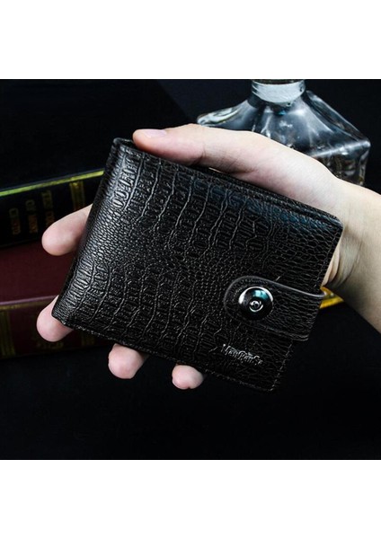Pu Erkek Cüzdan Retro Dokuma Desen Deri Erkek Kısa Cüzdan Çoklu Kartlı Cüzdan Lüks Cüzdan Fermuarlı Moda Çanta Erkekler Için (Yurt Dışından)