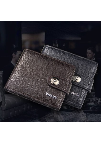 Pu Erkek Cüzdan Retro Dokuma Desen Deri Erkek Kısa Cüzdan Çoklu Kartlı Cüzdan Lüks Cüzdan Fermuarlı Moda Çanta Erkekler Için (Yurt Dışından)