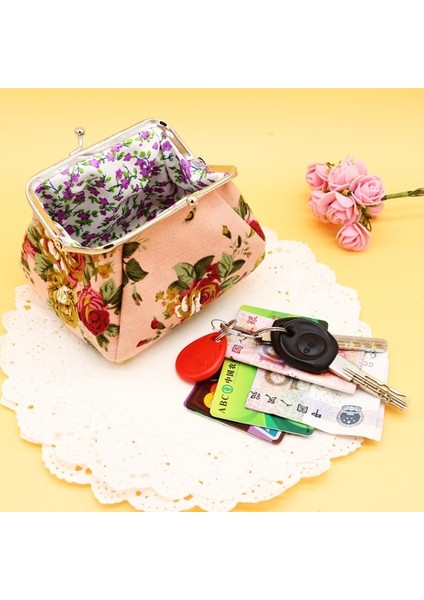Moda Kadın Küçük Kanvas Bozuk Para Cüzdanı Çiçek Baskı Bayanlar Para Çantası Iki Metal Düğme Cep Bozuk Para Kesesi Anahtar Kredi Kartı Tutucu (Yurt Dışından) fırsatları