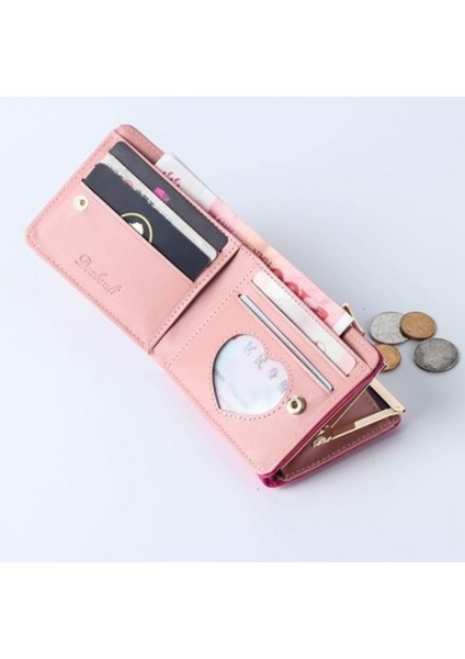 Kadın Küçük Debriyaj Cüzdan Çok Fonksiyonlu Değişim Çantalar Kalp Dekorasyon Büyük Kapasiteli Cüzdan Sevimli Kart Tutucu Para Çantası (Yurt Dışından) indirimleri
