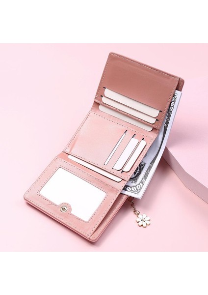 Moda Kadın Cüzdan Kısa Bayanlar Küçük Kart Tutucu Baskı Kızlar Püskül Iki Kat Kadın Bozuk Para Cüzdanı Kadın Çile Mini Debriyaj Pembe (Yurt Dışından) fırsatları