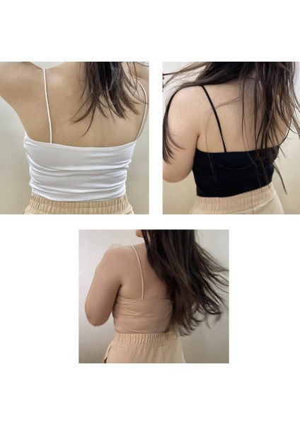 Kadın Pamuklu Crop Top Askılı Büstiyer 3 Adet