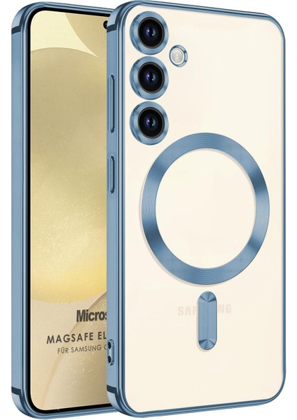 Samsung Galaxy S24 Kılıf Magsafe Luxury Electroplate Sierra Mavisi