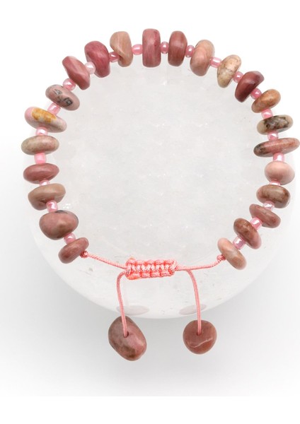 Picture Jasper Doğal Taş Makrome Örme Bileklik Şekilsiz Kesim