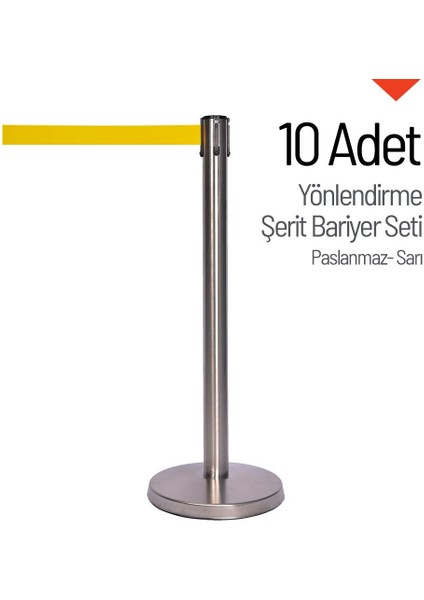 Yönlendirme Şerit Bariyer 10 Adet İndirimli Set - Paslanmaz