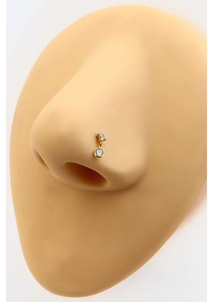 Altınkesesi 14 Ayar Altın Sallantılı Taşlı Hızma Piercing