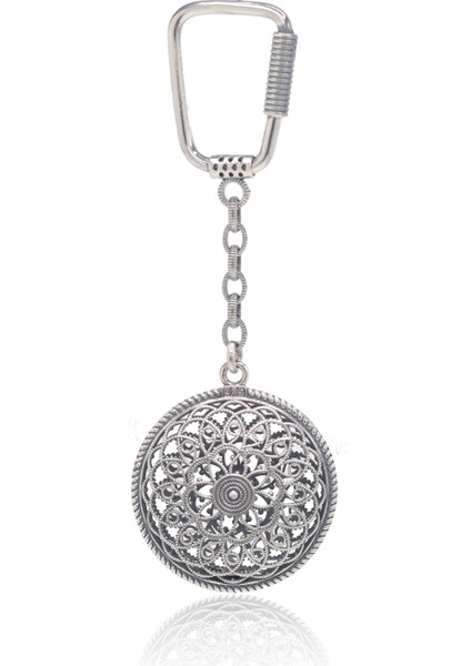 Çiçek Desenli 925 Ayar Gümüş Anahtarlık 201022682 fiyatları