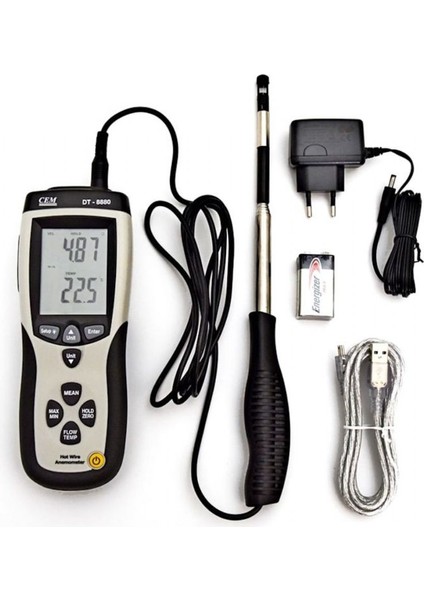 DT-8880 Teleskobik Problu Sıcak Tel (Hot Wire) Anemometresi