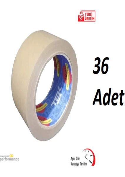 Tek Boya Tek Maskeleme Bandı Kağıt Bant Boya Bandı 50 mm * 40 Metre 36 Adet..