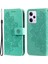 Xiaomi Redmi Için Note 12 Pro+ 5g Çiçek Baskı Pu Deri Kılıf Manyetik Toka Standı Cüzdan Şok Geçirmez Telefon Kapağı Kayışlı-Yeşil (Yurt Dışından) 1