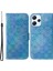 Xiaomi Redmi Için 12 4g Göz Kamaştırıcı Çiçek Deseni Telefon Kasası Pu Deri Cüzdan Standı Kapağı-Mavi (Yurt Dışından) 1