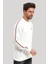 Bisiklet Yaka Ekru Slim Fit Sweatshirt 23FWM60145 4