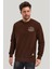 New World Polo Bisiklet Yaka Kahverengi Slim Fit Sweatshirt 23FWM60148 1