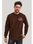 New World Polo Bisiklet Yaka Kahverengi Slim Fit Sweatshirt 23FWM60148 5