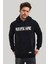 Kapüşonlu Siyah Slim Fit Hoodie 23FWM64047 1