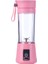 Pembe Tarzı 2 Bıçak Bıçaklar 380ML USB Şarj Edilebilir Meyve Suyu Makinesi Blender Mikser Taşınabilir Meyve Sıkacağı Smoothie Maker Ev Limon Suyu Sıkacağı (Yurt Dışından) 1