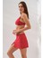Pearl Etekli Fra Bikini Takım Üçlü Set Kırmızı 231228 5