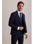 Erkek Lacivert Çizgili Slim Fit Sivri Yaka Yelekli Takım Elbise 1