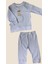 TAVŞANLI FİTİLLİ BEBEK ALT ÜST TAKIM PAMUK 3-6 / 18-24 AY BEBE MAVİSİ 2