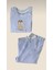 TAVŞANLI FİTİLLİ BEBEK ALT ÜST TAKIM PAMUK 3-6 / 18-24 AY BEBE MAVİSİ 3