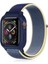 Apple Watch 42MM Hasırlı Cırtcırtlı Kasalı Kordon - Sarı-Lacivert 277097 1