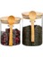 2'li Bambu Kapaklı Kaşıklı Cam Baharat Seti 450 Ml- 550 ml 2