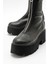Ovil Siyah Streç Kalın Taban Fermuarlı Kadın Bot 5