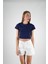 Lacivert Kısa Kollu Crop Tshirt 2