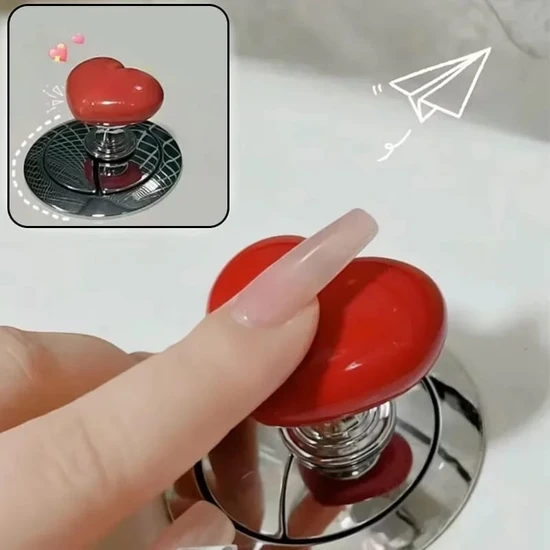 Moje More Protez / Jel Tırnaklı Kadınlar Için Klozet Basma Buton Düğmesi, Kalp Klozet Kapağı Kulpu / Sifon Kulpu