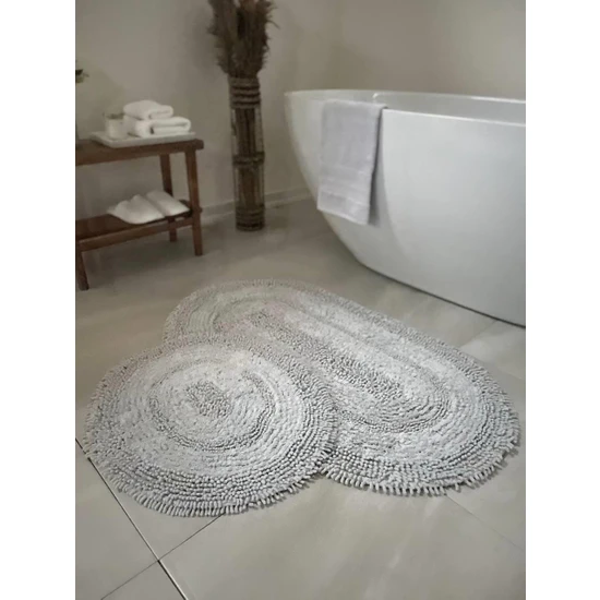 Bluenity Makaroni Doğal Pamuklu 2'li Banyo Paspas Seti 60X100+50X60 cm Bej