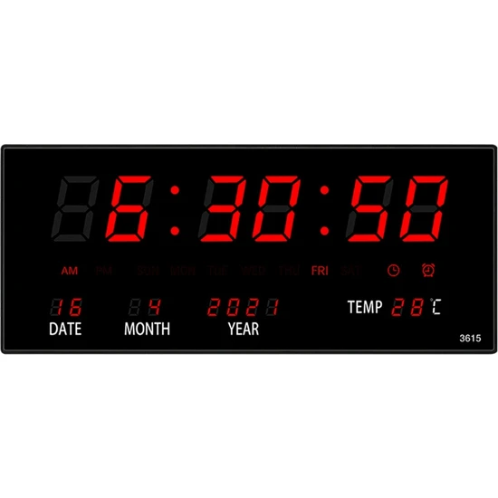 Faith LED Sürekli Takvim Elektronik Saat Dijital Duvar Saati Kırmızı (Yurt Dışından)