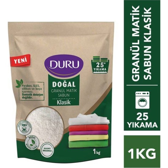 Duru 1 kg Granül Matik Sabun Klasik 25 Yıkama Doğal İçerik İle Bebekler İçin Uygun