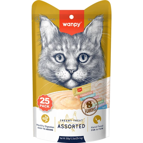 Wanpy Karışık Lezzetli Sıvı Kedi Ödülü 25X14 gr