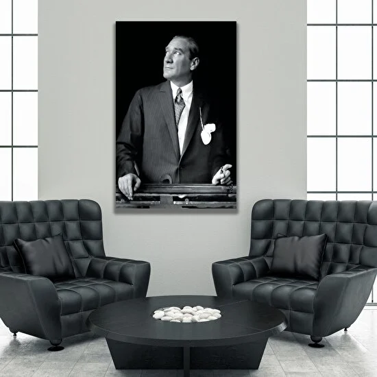 Gaagart Tekli Dikey Kanvas Ofis Tablosu Yukarı Bakan Atatürk Portresi