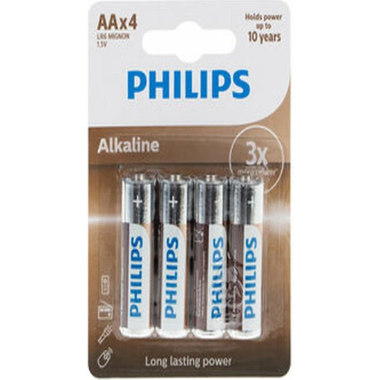 Philips Kalem Pil 4'lü Paket Alkaline Aa LR6A4B/10 7984 7988 7981