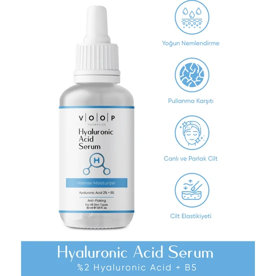 VOOP Hyaluronik Asit Serum - 30 ml Derinlemesine Yoğun Nemlendirici Yüz Bakımı %2 Hyaluronic Acid B5