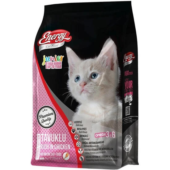 Pet Food Energy Cat Food Energy Tavuklu Yavru Kedi Maması 1 kg Özel Koli 6 Adet
