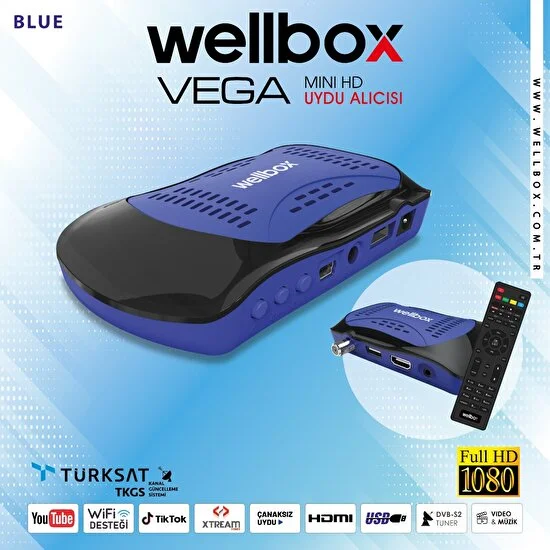 Wellbox Vega Uydu Alıcısı 1080P  Wi-Fi Desteği