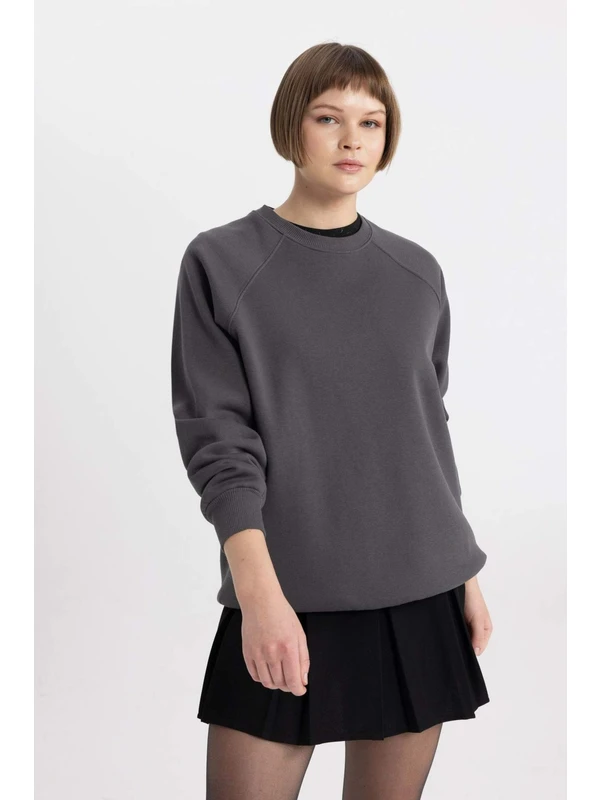 DeFacto Oversize Fit Bisiklet Yaka Kalın Sweatshirt V2697AZ24SP