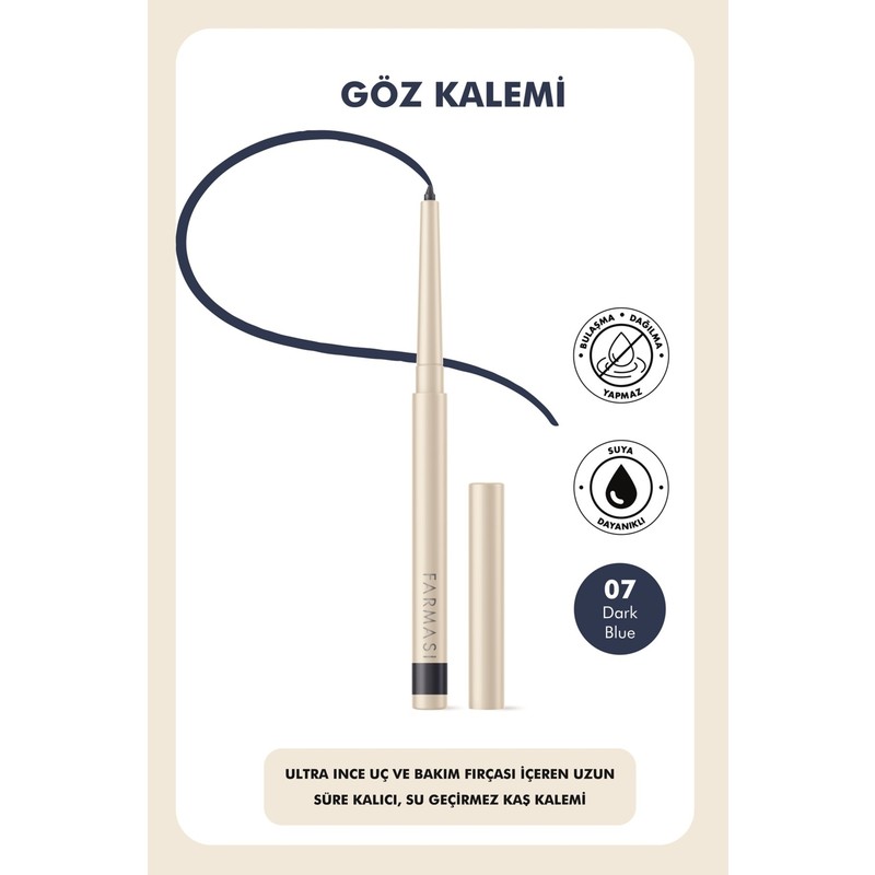 Farmasi Asansörlü Göz Kalemi 07 Dark Blue 0.35 G Uzun Süre Kalıcı ve Suya Dayanıklı Formül