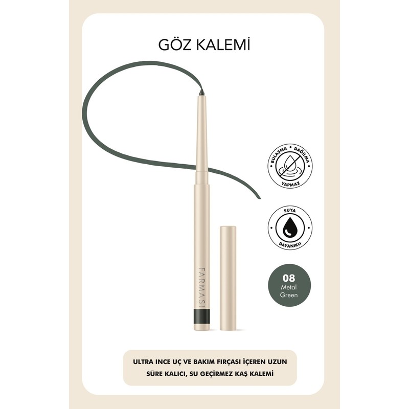 Farmasi Göz Kalemi 08 Metalgreen Uzun Süre Kalıcı ve Kolay Sürüm 0.35 g