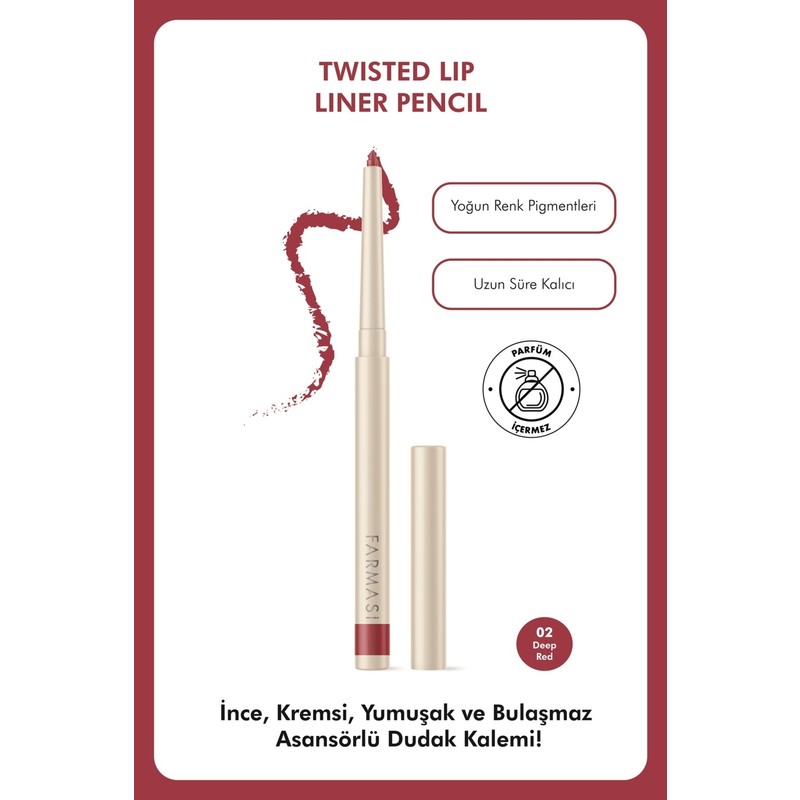 Farmasi Dudak Kalemi 02 Deep Red Yoğun Renk Pigmentleriyle Uzun Süre Kalıcı 0.35 G