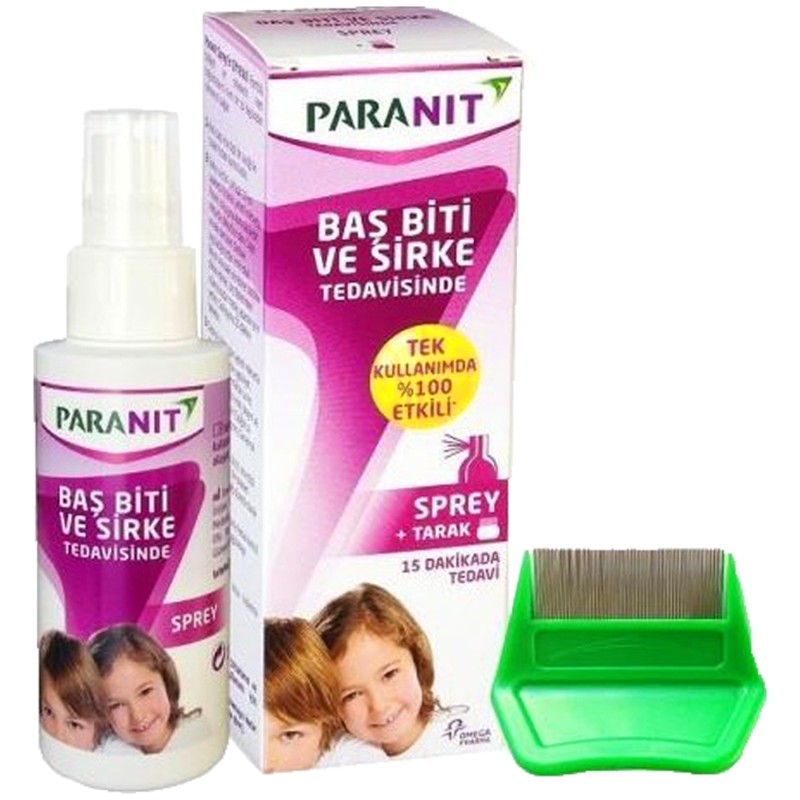 Paranit Baş Biti ve Sirke Tedavisi Spreyi ile Arındırıcı Tarak - 100 ml Plastik Şişe, Evde Kullanım için Etkili