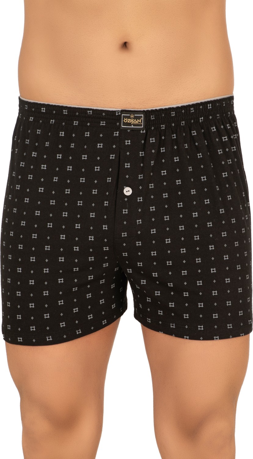 Özkan Underwear Özkan 11112 5'li Paket Erkek %100 Pamuklu Havlu Bel Esnek Yumuşak Düğmeli Desenli Penye Boxer Şort Külot görsel 4