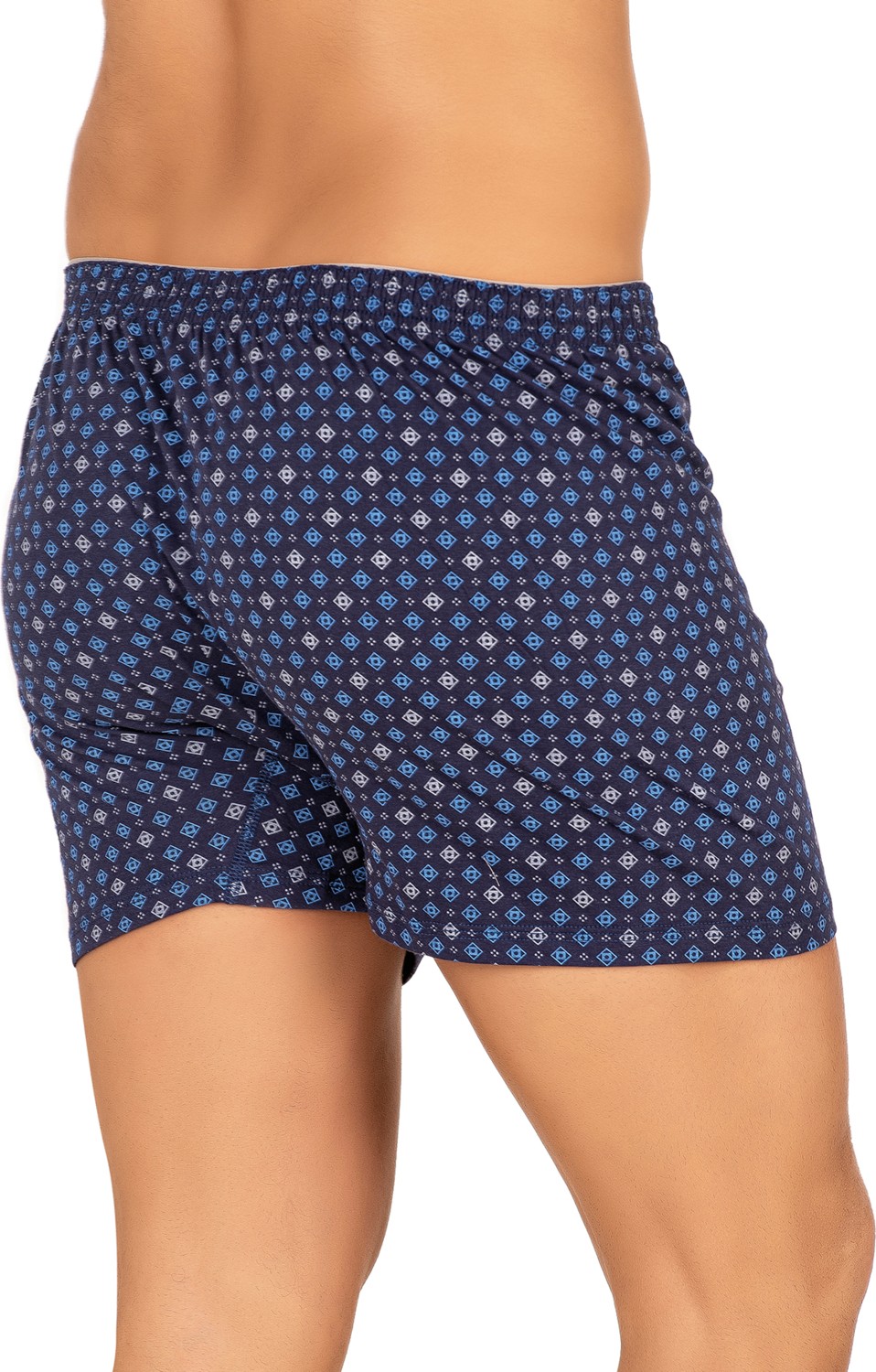 Özkan Underwear Özkan 11112 5'li Paket Erkek %100 Pamuklu Havlu Bel Esnek Yumuşak Düğmeli Desenli Penye Boxer Şort Külot görsel 3