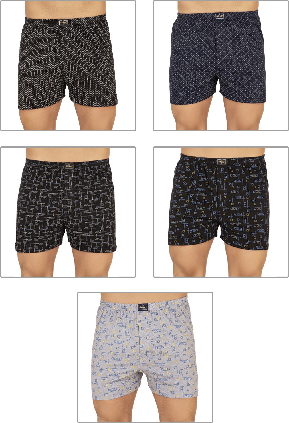 Özkan Underwear Özkan 11810 5'li Paketli Erkek Pamuklu Esnek Yumuşak Desenli Penye Boxer Şort Külot